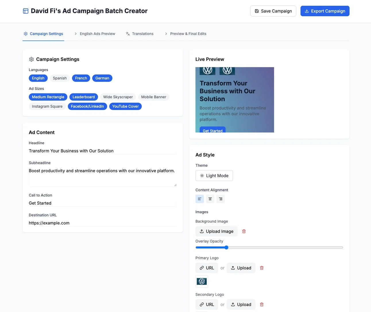 In just 2 hours, I developed an app that can export batches of ads in multiple languages and sizes simultaneously.