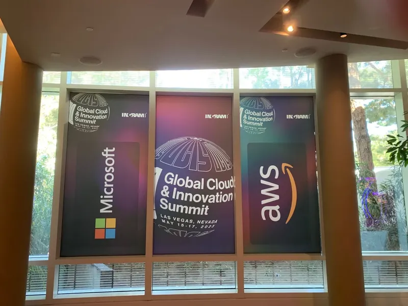 GCIS 2023 · window banners with Microsoft and AWS